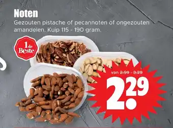 Dirk Noten Gezouten pistache of pecannoten of ongezouten amandelen 115-190 gram aanbieding