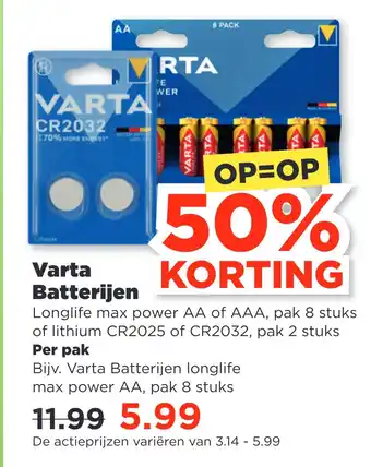 PLUS Varta batterijen aanbieding