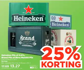 PLUS Heineken pils of 0.0%, brand pils of birra moretti pils aanbieding