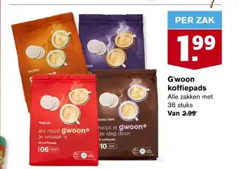 Hoogvliet G'woon koffiepads 36 stuks aanbieding