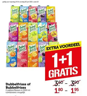 CoopCompact Dubbelfrisss of bubbelfrisss 1+1 Gratis aanbieding