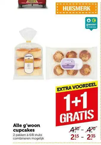 CoopCompact Alle g'woon cupcakes 1+1 Gratis aanbieding