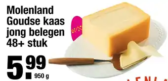 ALDI Molenland Goudse kaas jong belegen 48+ 950g aanbieding