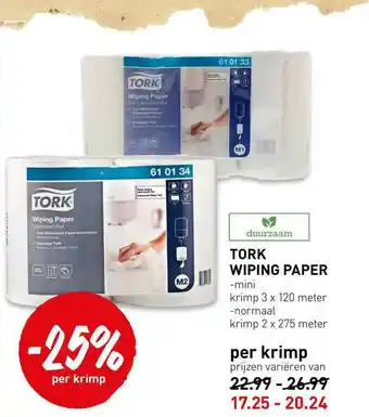 De Kweker Tork wiping paper mini of normaal aanbieding