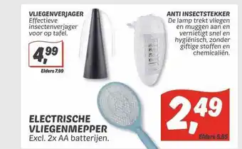 Dekamarkt Vliegenverjager, electrische vliegenmepper of anti insectstekker aanbieding