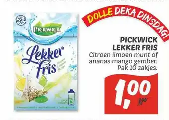 Dekamarkt Pickwick lekker fris citroen limoen munt of ananas mango gember aanbieding