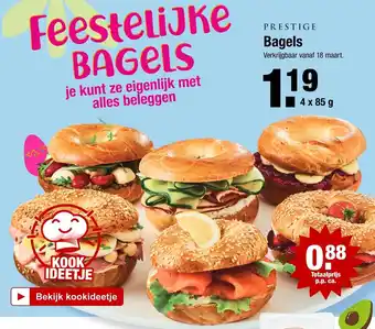 ALDI Prestige Bagels 4*85g aanbieding