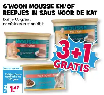 Boon`s Markt G'woon mousse en/of reepjes in saus voor de kat aanbieding