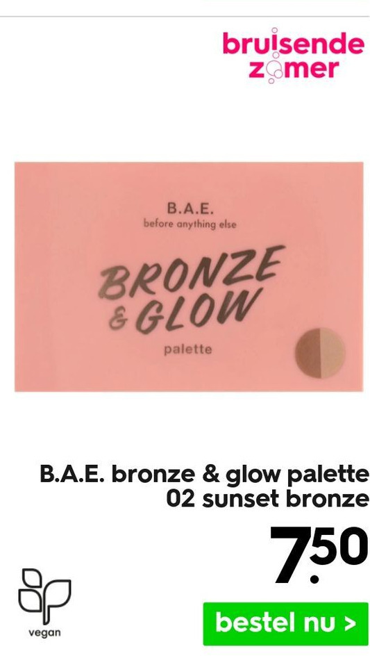 B.a.e. bronze & glow palette 02 sunset bronze aanbieding bij HEMA