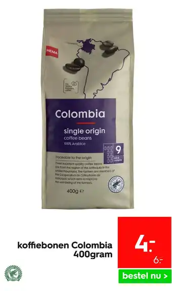 HEMA Koffiebonen Colombia 400gram aanbieding