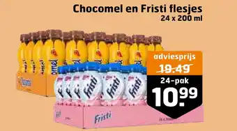 Trekpleister Chocomel en fristi flesjes aanbieding