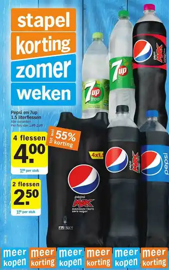 Albert Heijn Pepsi en 7up 1.5 literflessen tot wel 55% korting aanbieding