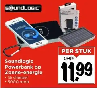 Vomar Voordeelmarkt Soundlogic powerbank op zonne-energie aanbieding