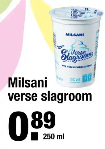 ALDI Milsani verse slagroom 250ml aanbieding