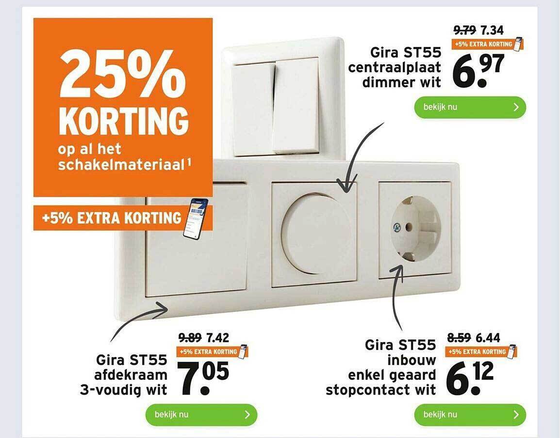 Gira st55 afdekraam 3voudig wit, gira st55 inbouw enkel geaard