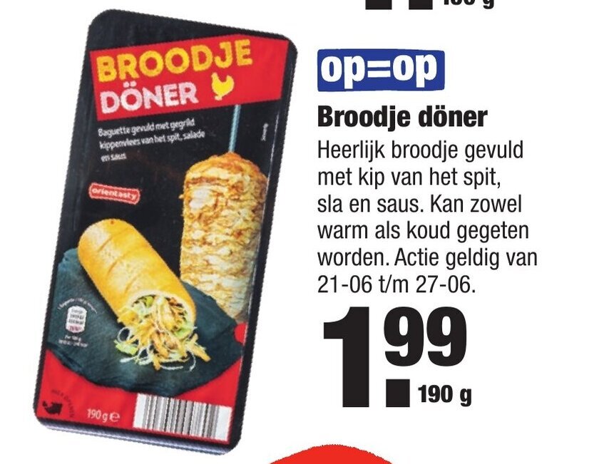 Broodje doner 190 gr aanbieding bij ALDI