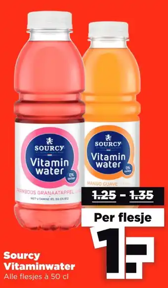 PLUS Sourcy Vitaminwater 50cl aanbieding