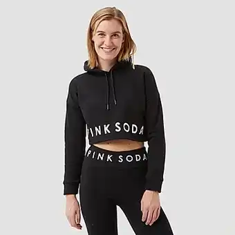 Perry Sport Pink soda micro tape crop trui zwart/wit dames aanbieding