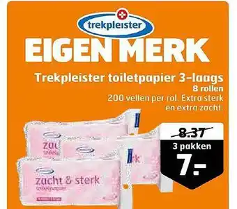 Trekpleister Trekpleister toiletpapier 3-laags 8 rollen aanbieding