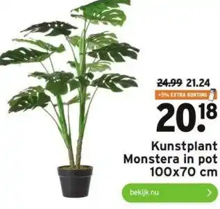 GAMMA Kunstplant monstera in pot aanbieding