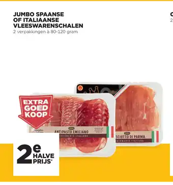 Jumbo Jumbo spaanse of italiaanse vleeswarenschalen 2 verpakkingen a 80-120 gram aanbieding