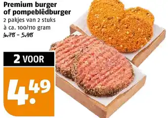 Poiesz Premium burger of pompeblêdburger aanbieding