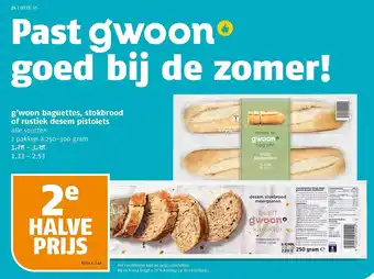 Poiesz G'woon baguettes, stokbrood of rustiek desem pistolets aanbieding