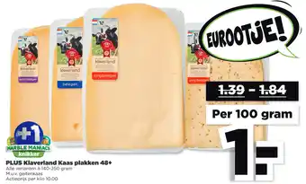 PLUS PLUS Klaverland Kaas plakken 48+ 100gram aanbieding