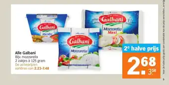 Albert Heijn Alle Galbani 2 zakjes a 125 gram aanbieding