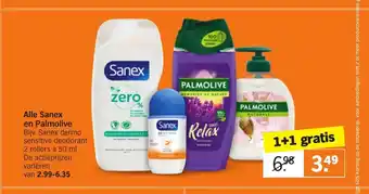 Albert Heijn Alle Sanex en Palmolive 2 rollers a 50 ml aanbieding