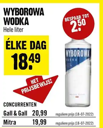 Dirck 3 Wyborowa Wodka Hele liter aanbieding