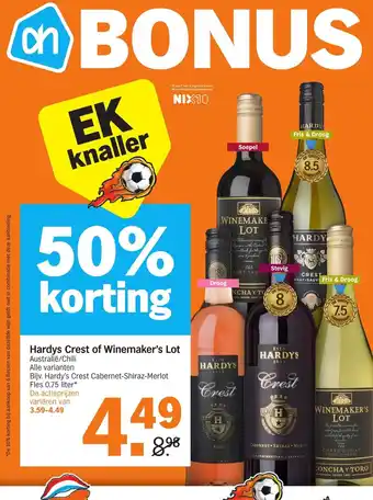 Albert Heijn Hardys Crest en Winemaker's Lot 750ml aanbieding