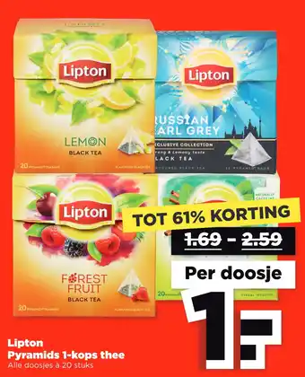 PLUS Lipton Pyramids 1-kops thee aanbieding