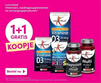 DA Lucovitaal vitaminen, voedingssupplementen en verzorgingsproducten 1+1 gratis aanbieding