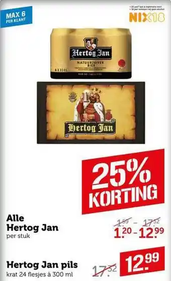 CoopCompact Alle hertog jan of hertog jan pils 25% korting aanbieding