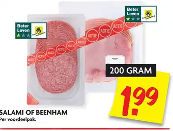 Dekamarkt Salami of beenham 200gram aanbieding