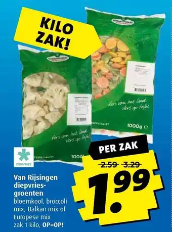 Boni Van rijsingen diepvriesgroenten bloemkool, broccoli mix, balkan mix of europese mix aanbieding