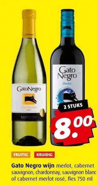 Boni Gato negro wijn merlot, cabernet sauvignon, chardonnay, sauvignon blanc of cabernet merlot rosé aanbieding