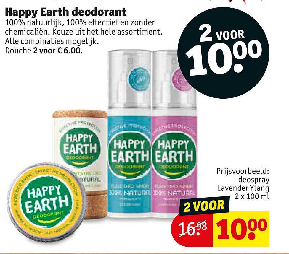 Happy earth deodorant aanbieding bij Kruidvat