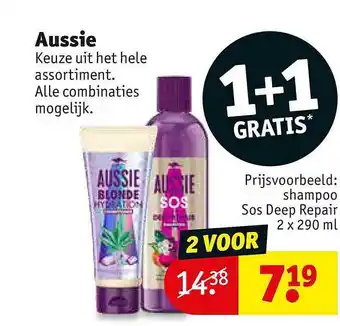 Kruidvat Aussie shampoo sos deep repair 1+1 gratis aanbieding