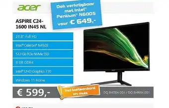 Informatique Acer aspire c24-1600 in45 nl monitor aanbieding