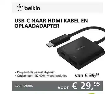 Informatique Belkin usb-c naar hdmi kabel en oplaadadapter aanbieding