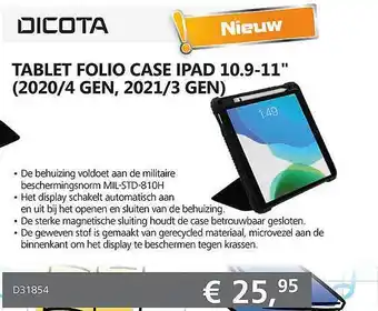 Informatique Dicota tablet folio case ipad 10.9-11 aanbieding