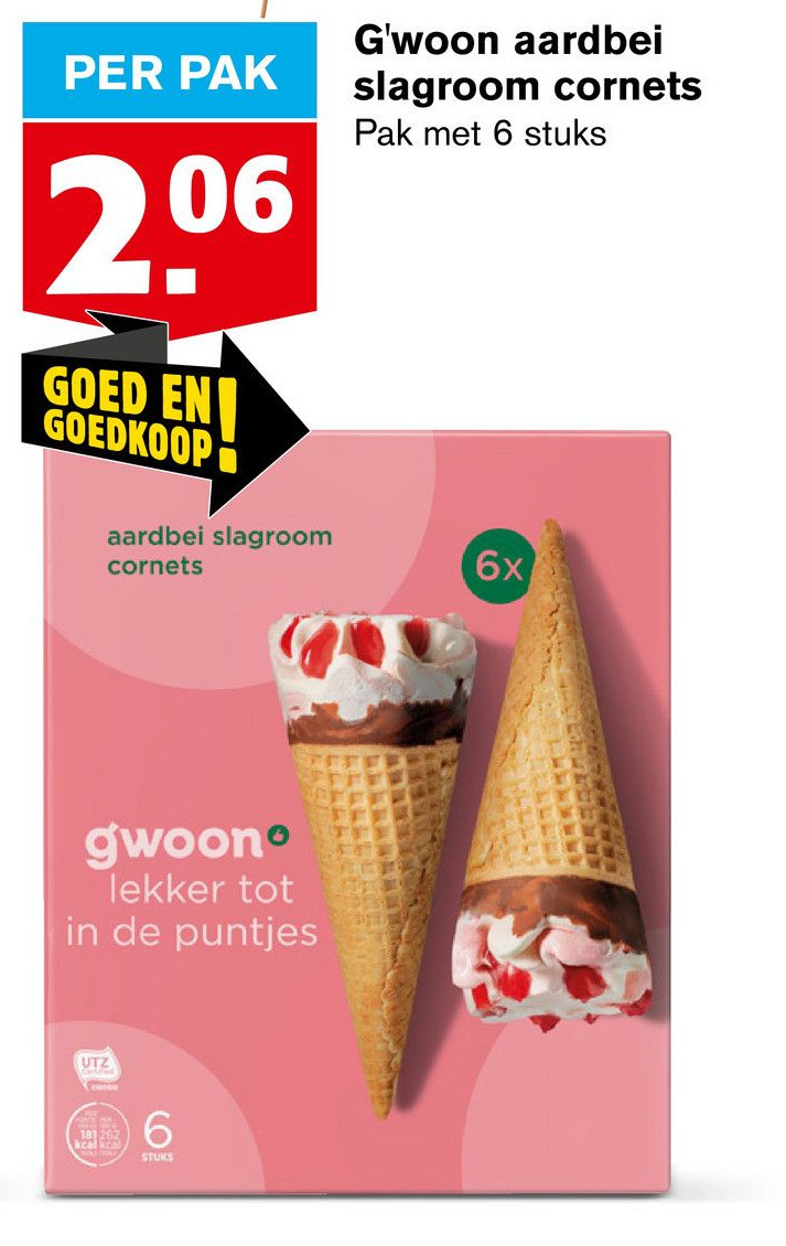 G'woon aardbei slagroom aanbieding bij Hoogvliet