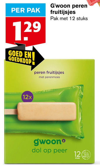 Hoogvliet G'woon peren fruitijsjes aanbieding