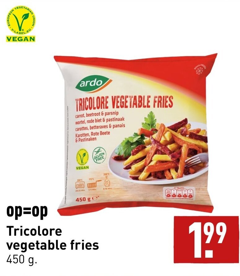Ardo Tricolore vegetable fries 450 g aanbieding bij ALDI
