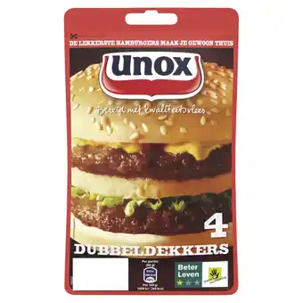 Jumbo Unox hamburgers dubbeldekker 160g aanbieding