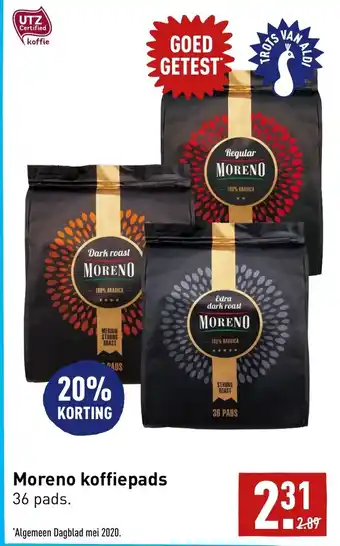 ALDI Moreno koffiepads 36 pads aanbieding