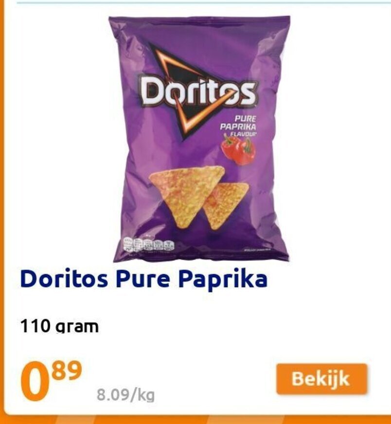 Doritos Pure Paprika 110 gram aanbieding bij Action