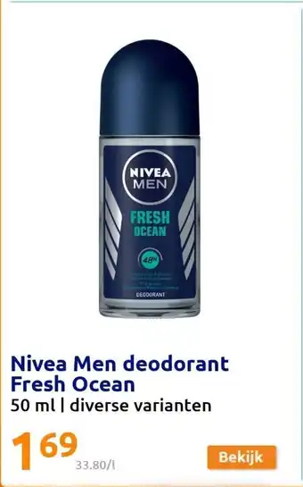 Action Nivea Men deodorant Fresh Ocean 50 ml aanbieding